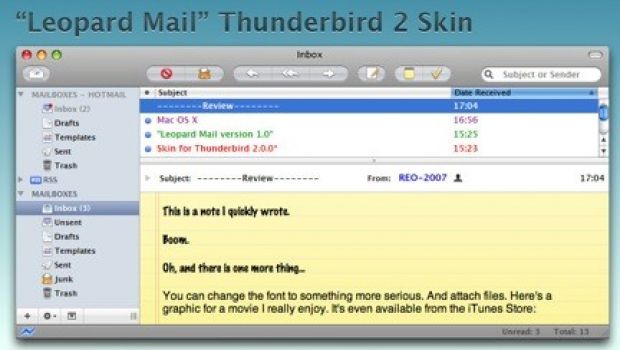 Thunderbird somiglia ad Apple Mail (grazie ad una skin)