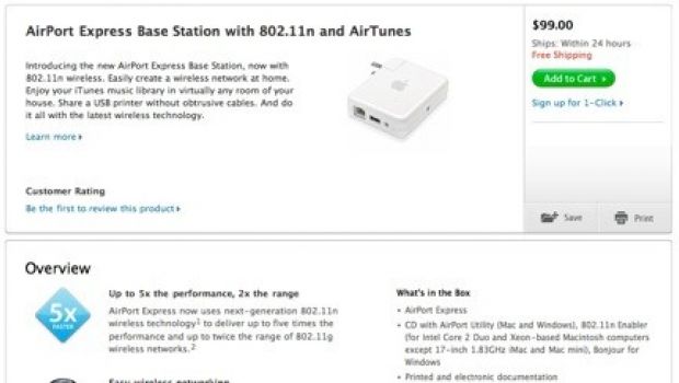 Disponibile la nuova base Airport Express  802.11n