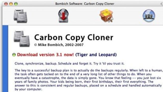 Aggiornamento per Carbon Copy Cloner 3