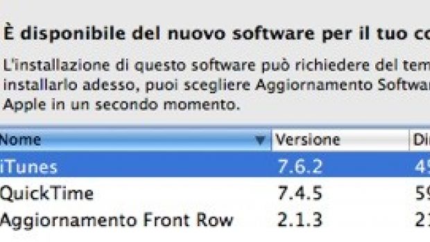 Aggiornamenti per QuickTime, iTunes e Front Row