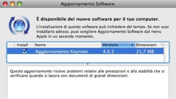 Aggiornamento per Keynote 4.0.3