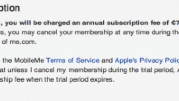 MobileMe: free-trial con carta di credito