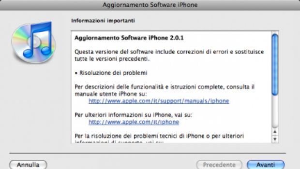 Disponibile iPhone firmware 2.0.1 (Aggiornato)