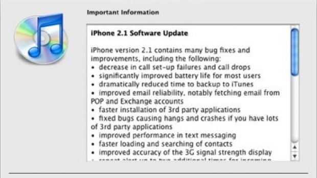 Firmware 2.1 per iPhone disponibile