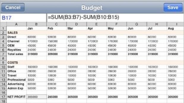 Il primo spreadsheet per iPhone