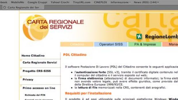 Lombardia: la Carta dei Servizi online esclude gli utenti Mac