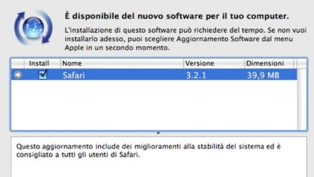 Rilasciato Safari 3.2.1