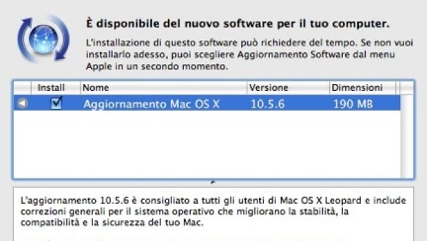 Rilasciato Mac OS X 10.5.6