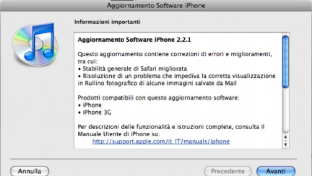 Disponibile il firmware 2.2.1 per iPhone e iPod Touch