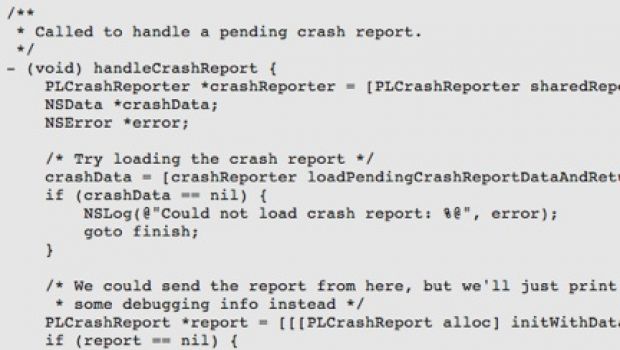 Crash reporter open source per iPhone