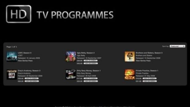 Cenni di HD TV sull'iTunes Store inglese