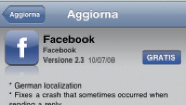 Facebook per iPhone giunge alla versione 2.3