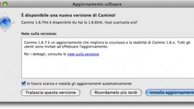 Camino 1.6.7 risolve alcuni bug di sicurezza