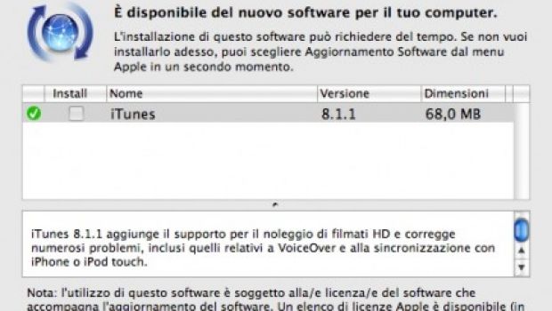 Apple aggiorna iTunes alla versione 8.1.1