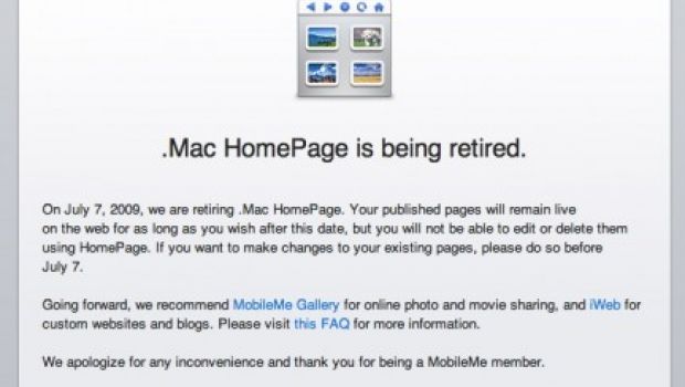 Stop ai servizi Groups e HomePage di .Mac a partire da luglio