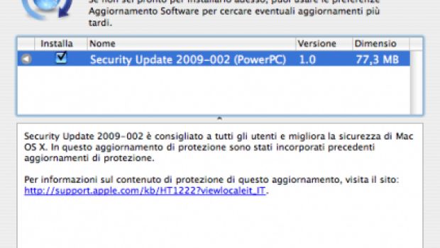 Aggiornamento di sicurezza per Mac OS X 10.4 Tiger