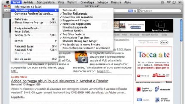 Disponibile la seconda beta di Safari 4 compatibile con Mac OS X 10.5.7