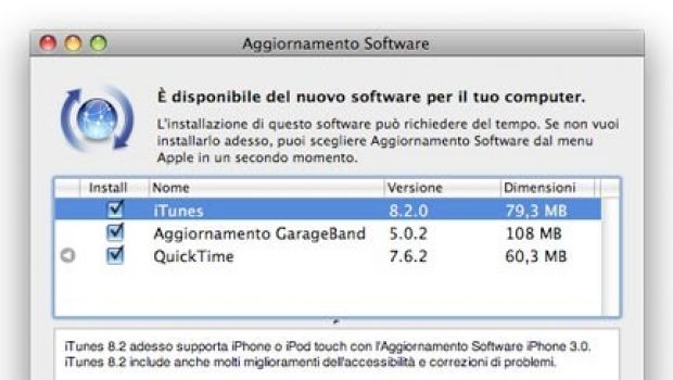 Aggiornato iTunes, QuickTime e GarageBand