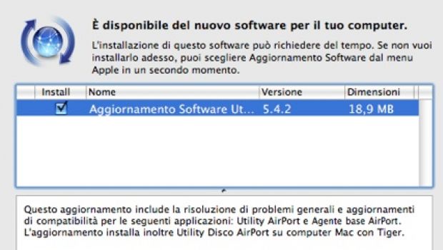 Disponibile l'aggiornamento Utility AirPort 5.4.2