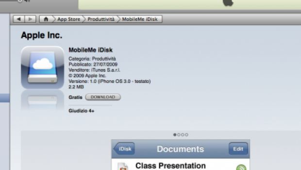 Apple rilascia MobileMe iDisk su App Store