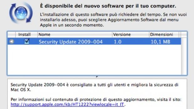 Aggiornamento di sicurezza 2009-004 per Leopard e Tiger