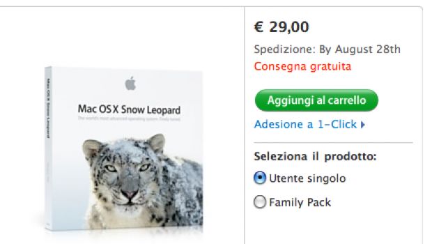 Snow Leopard: disponibile dal 28 agosto