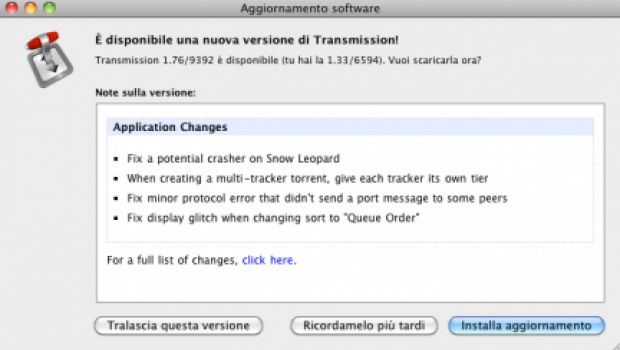 Transmission si aggiorna alla versione 1.76