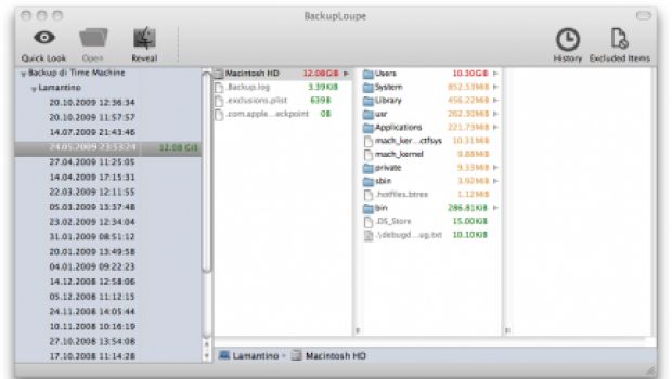 BackupLoupe vi permette di esplorare i backup di Time Machine