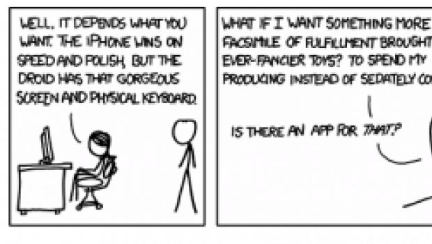 Una striscia di xkcd sulla sfida fra iPhone e Droid