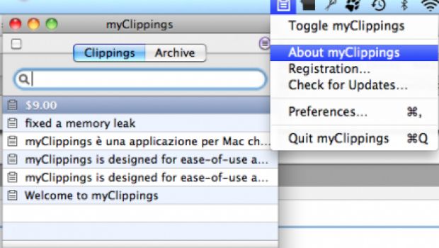 My Clippings, un clipboard manager per Mac