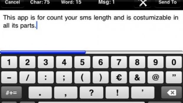 iPhone: tenere sotto controllo i caratteri in un SMS, con mySmsCounter