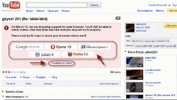 YouTube: niente più supporto per i vecchi browser