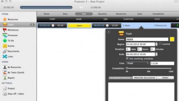 Projector, un software gestionale per tenere traccia di progetti su OS X