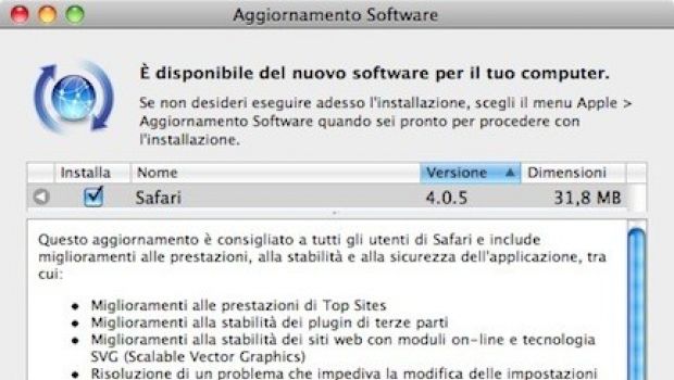 Rilasciato Safari 4.0.5 per Mac e Windows