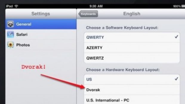 Ritorna la tastiera Dvorak in iPad