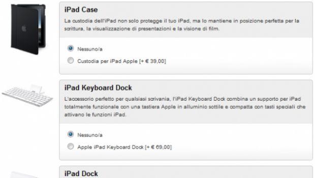 Prenotabili anche gli accessori per iPad, conversione prezzi 1:1