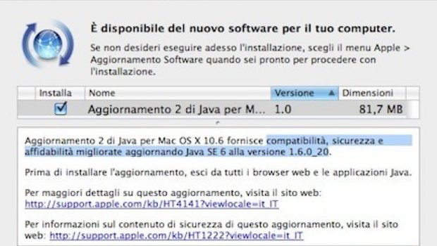 Java Update per Leopard e Snow Leopard