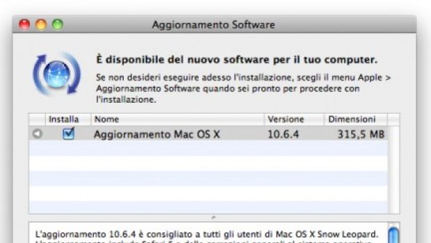 Apple rilascia Mac OS X 10.6.4 (Aggiornato)