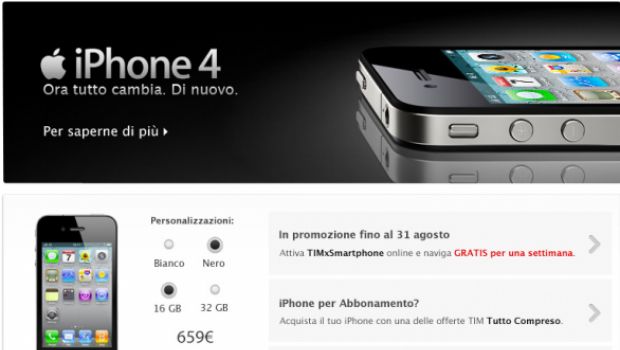 Tim pubblica i prezzi e le tariffe per iPhone 4