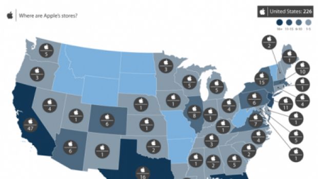 Infografica sugli Apple Store presenti nel mondo