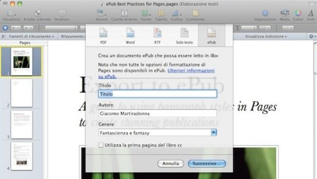 Aggiornamento iWork 4: bug-fix ed esportazione in formato ePub