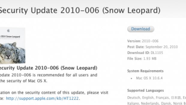 Apple rilascia il nuovo Security Update per Snow Leopard