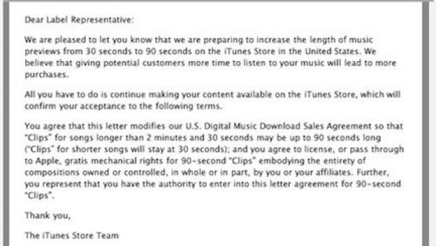 iTunes Store: anteprime da 90 secondi negli USA