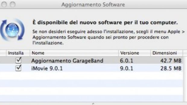 Aggiornamenti software per iLife '11: iMovie 9.0.1 e GarageBand 6.0.1