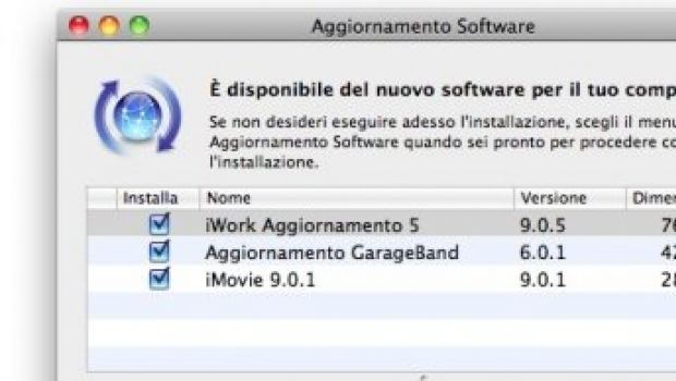 Aggiornamento software per iWork