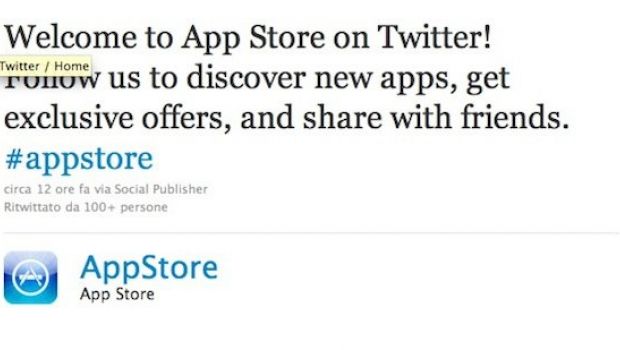 App Store è ufficialmente su Twitter