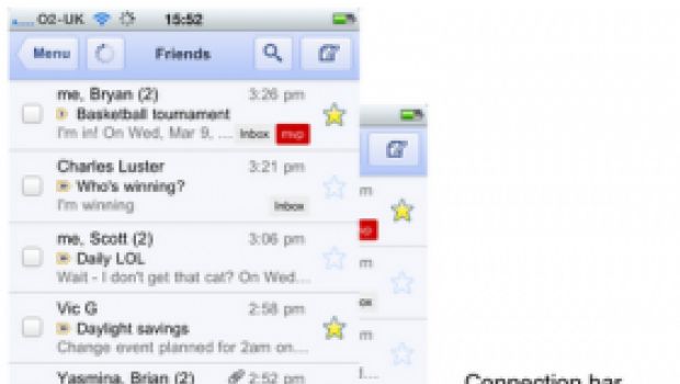 Gmail: nuova barra di connessione nella versione iPhone