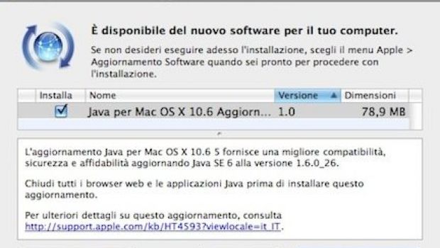 Disponibile Java Update per Leopard e Snow Leopard