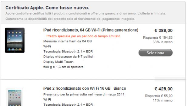 Apple offre iPad ricondizionati con sconti fino al 33%