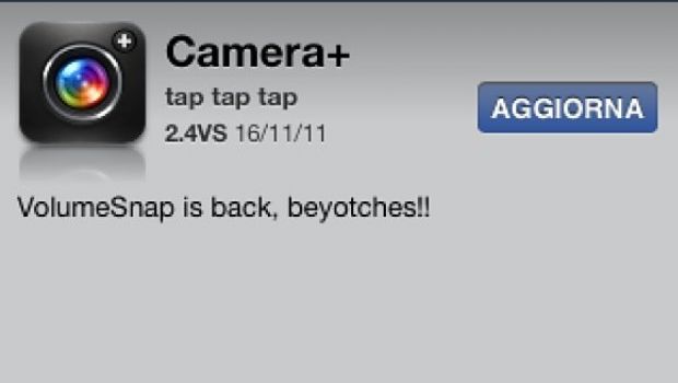 Su Camera+ torna lo scatto dal tasto volume